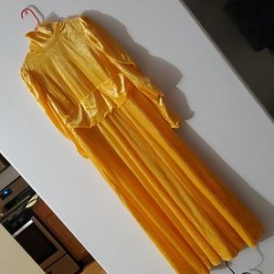 Shein Curve Yellow Velvet Dress - Belle Disneybound